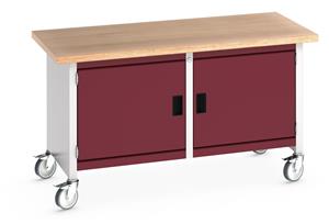 Bott Cubio Mobile Storage Workbench 1500mm wide x 750mm Deep x 840mm high supplied with a Multiplex (layered beech ply) worktop and 2 x integral storage cupboards (650mm wide x 650mm deep x 500mm high).... 1500mm Wide Storage Benches